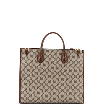 Gucci Structured Top Handle Open Tote Gg Coated Canvas Medium