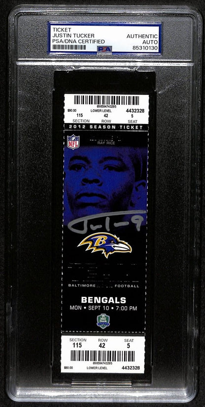 Justin Tucker Rookie Signed 2012 Full Ticket Ravens Vs. Bengals Psa/Dna 190602