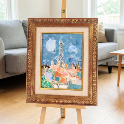 Gilles Gorriti Eiffel Tower Oil Painting Signed French Modern Art Aizpiri Style