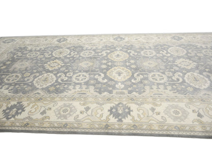 Handmade Oushak Chobi Oriental Rug Muted Floral Design Oversized 9X18 Carpet