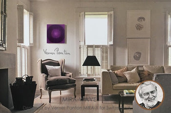 Vintage Verner Panton Mira X Kreiss Velvet Art Board Purple Square Mid Century