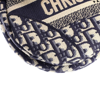 Christian Dior Saddle Handbag Logo Embroidered Oblique Canvas Medium