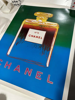 Chanel N5 Warhol  Original 1997 On Linen Green/Blue 22 X 29 Inches