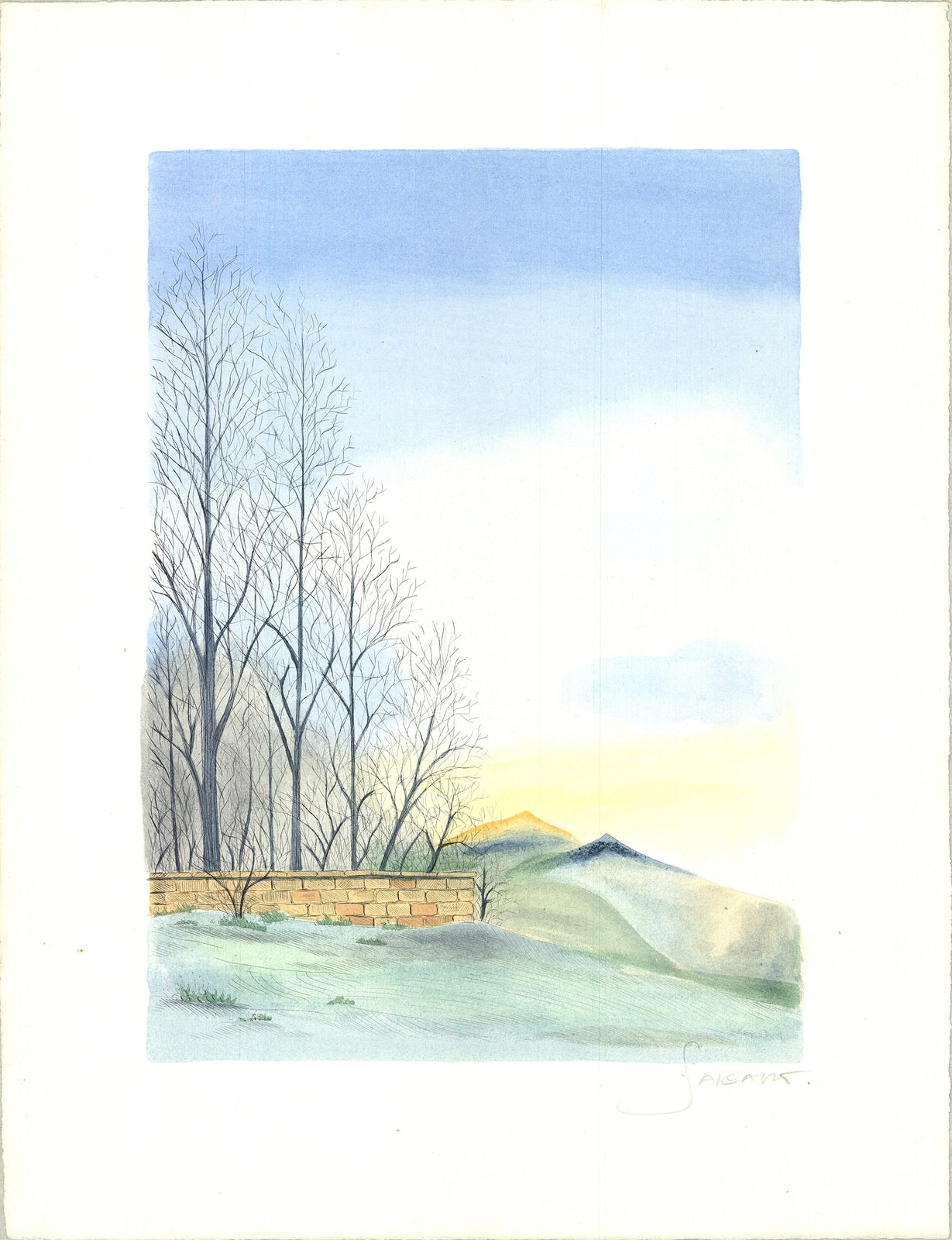 Borris Saillart Au Bout De La Cloture Signed " Etching Contemporary