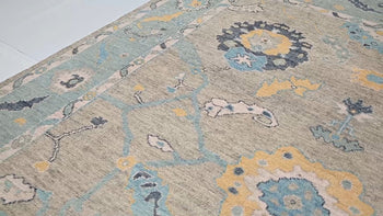 Hand-Knotted Oushak Oriental Rug Muted Brown
