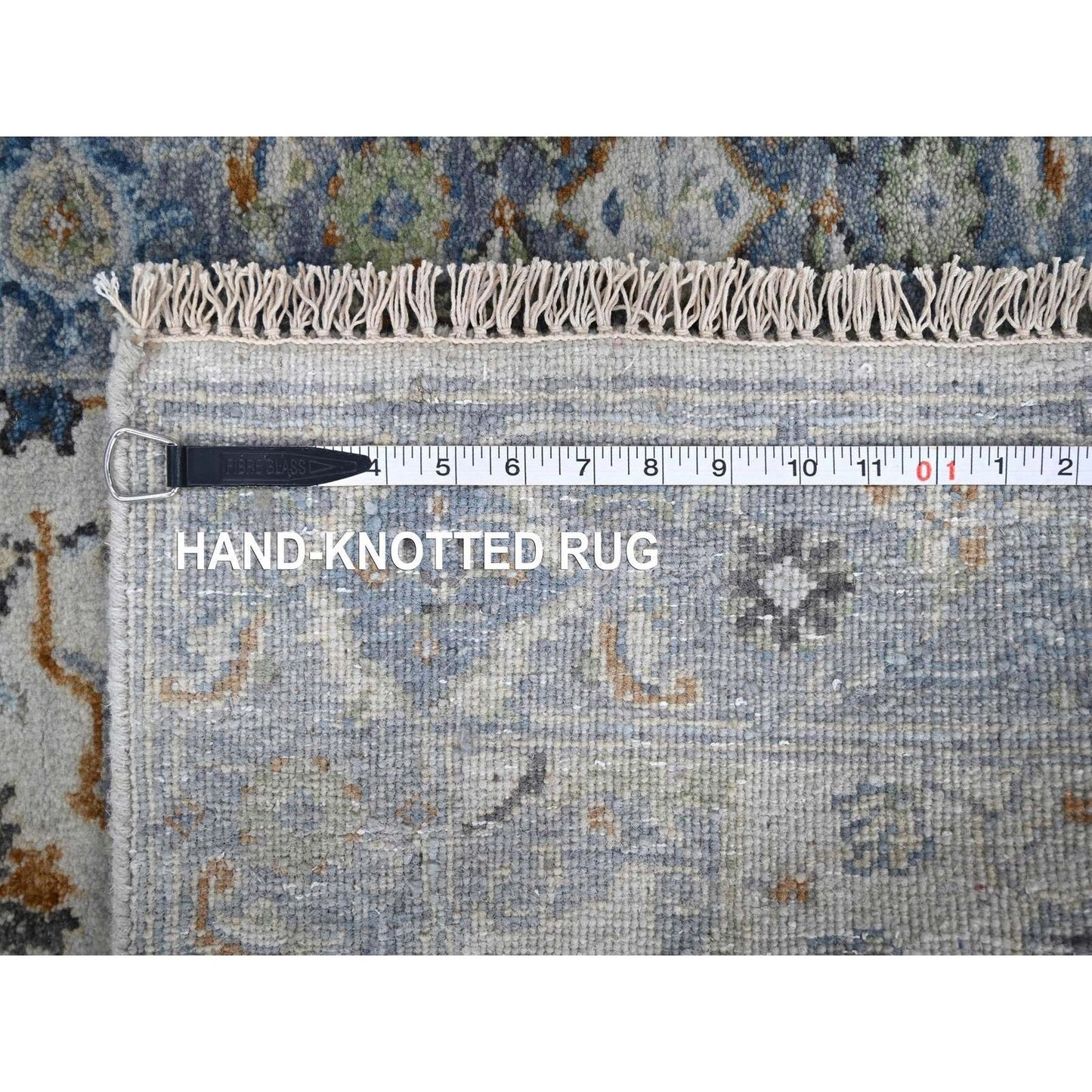2'7"X9'10" Agate Gray Oushak Floral Motifs Wool Hand Knotted Runner Rug