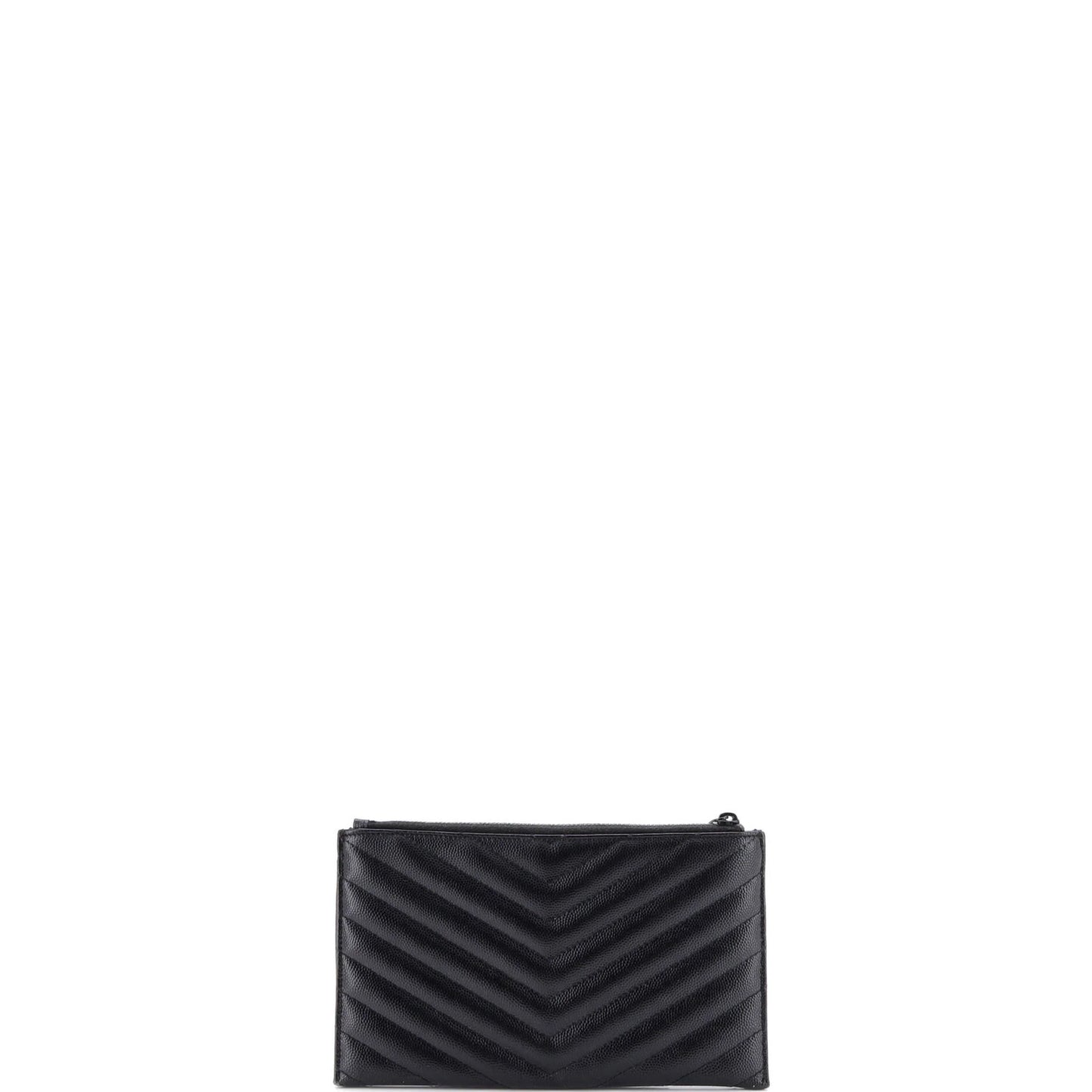 Saint Laurent Classic Monogram Zip Bill Pouch Matelasse Chevron Leather Medium