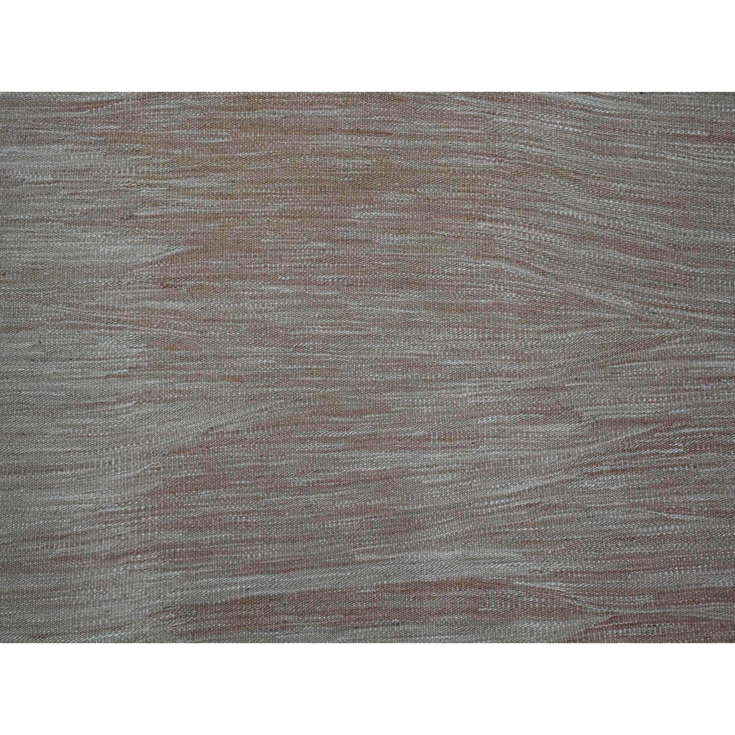 9'1"X12'2" Tumbleweed Brown Solid Design Afghan Mixed Flat Weave Wool Rug