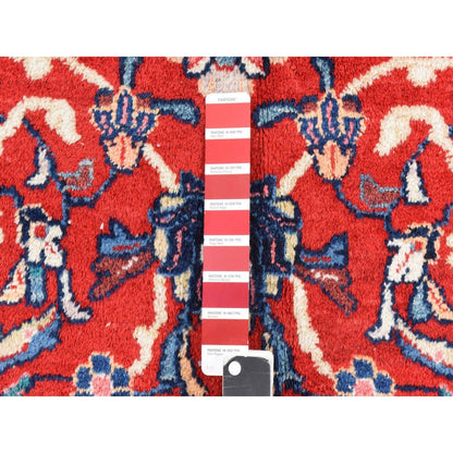 10'X13'10" Red Semi Antique Zoroastrian Saroogh All Wool Hand Knotted Rug