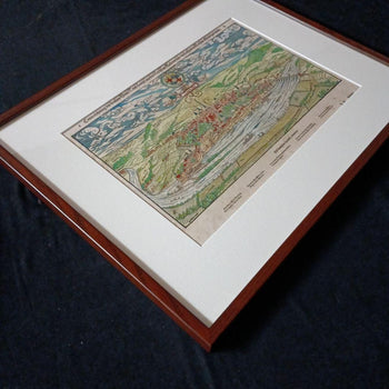 Sebastian Munster Trier Map 1598 Hand-Colored Woodcut Original Cosmographia