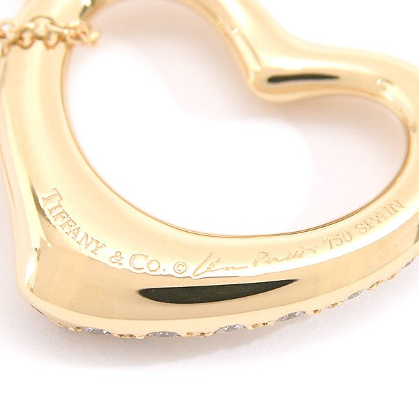 Tiffany & Co. Open Heart Pav Diamond Pendant Necklace 750Yg