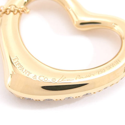 Tiffany & Co. Open Heart Pav Diamond Pendant Necklace 750Yg