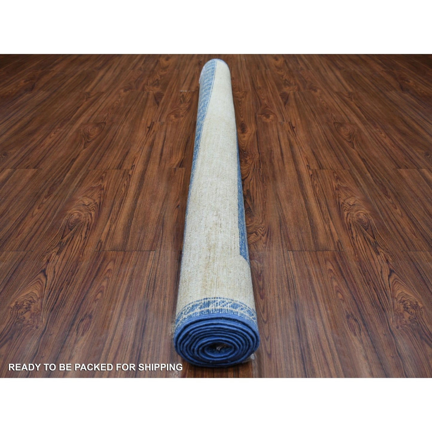 5'10"X8'9" Denim Blue Fine Peshawar Hand Knotted Soft And Shiny Wool Rug