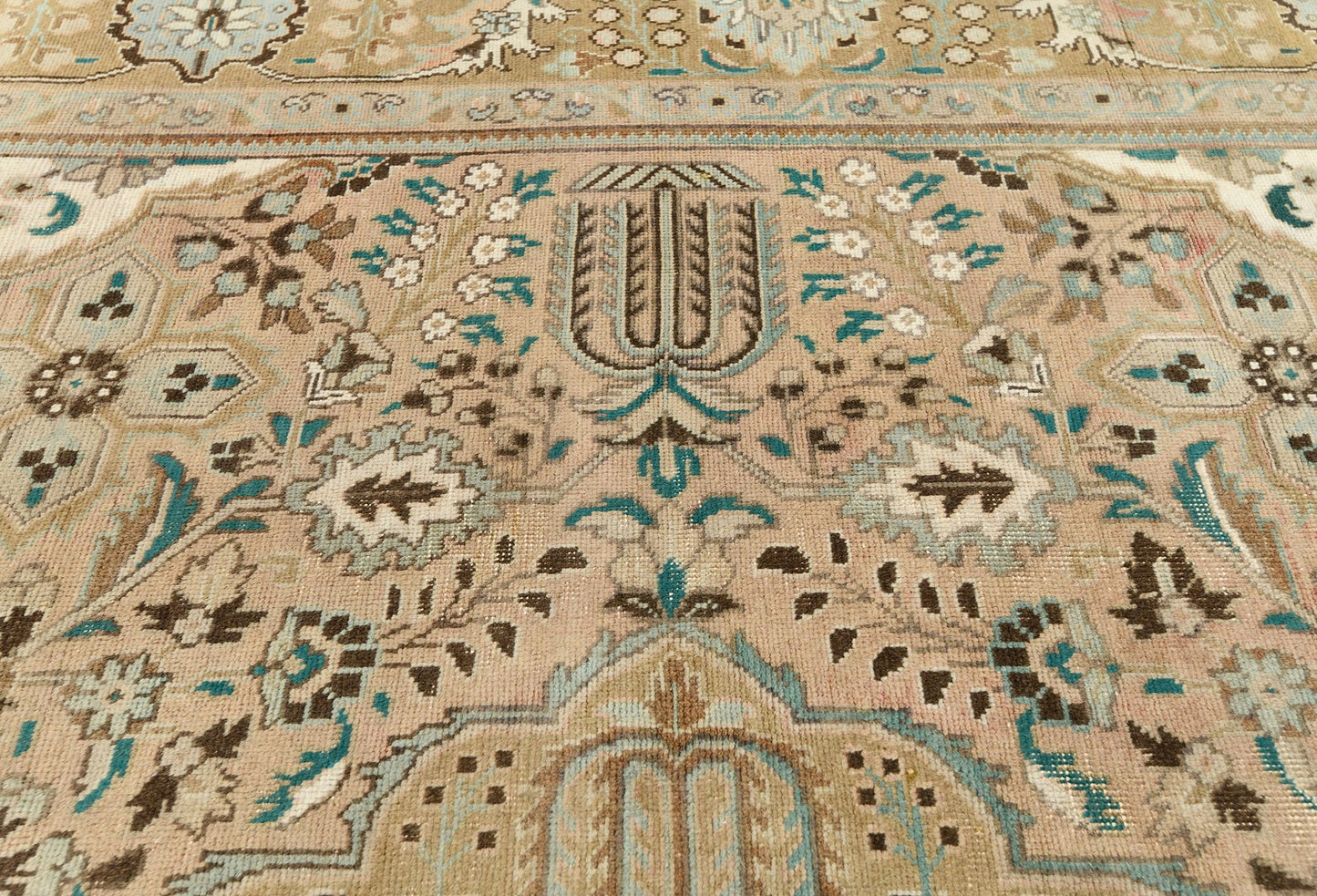 Antique 10X13 Distressed Vintage Oriental Rug Muted Floral Carpet Living Room