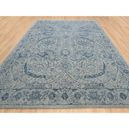 10'X14' Fine Jacquard Wool And Plant Based Silk Hand Loomed Gray Rug