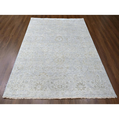 7'9"X9'8" Gray Supple Collection Hand Knotted Soft Wool Oushak Design Rug