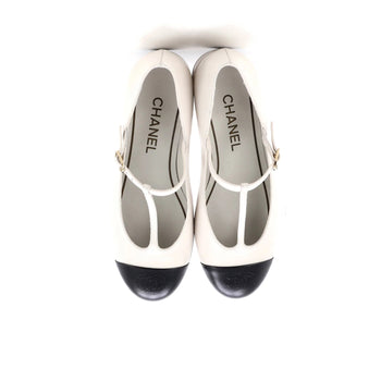 Leather Chanel Women's CC Cap Toe Mary Jane Flats