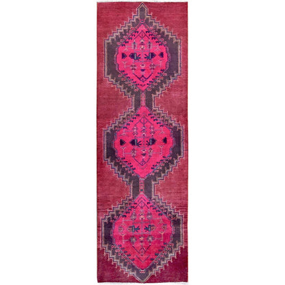 2'8"X8'3" Pink Overdyed Vintage Zoroastrian Wool Hand Knotted Runner Rug