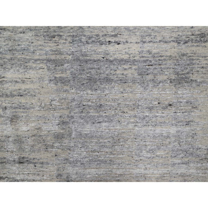 8'X10'2" Gray-Ivory Modern Design Hand Knotted Undyed Natural Wool Rug