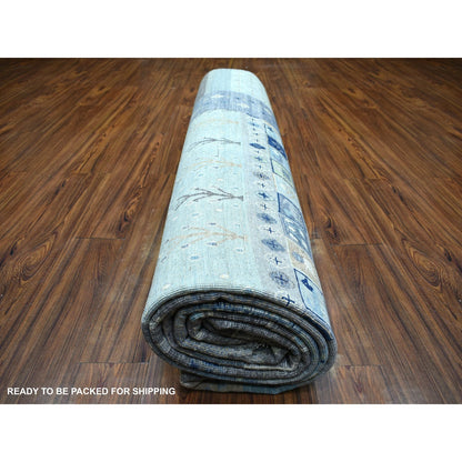 10'x13'8" Space Gray Afghan Kashkuli Soft Wool Hand Knotted Rug