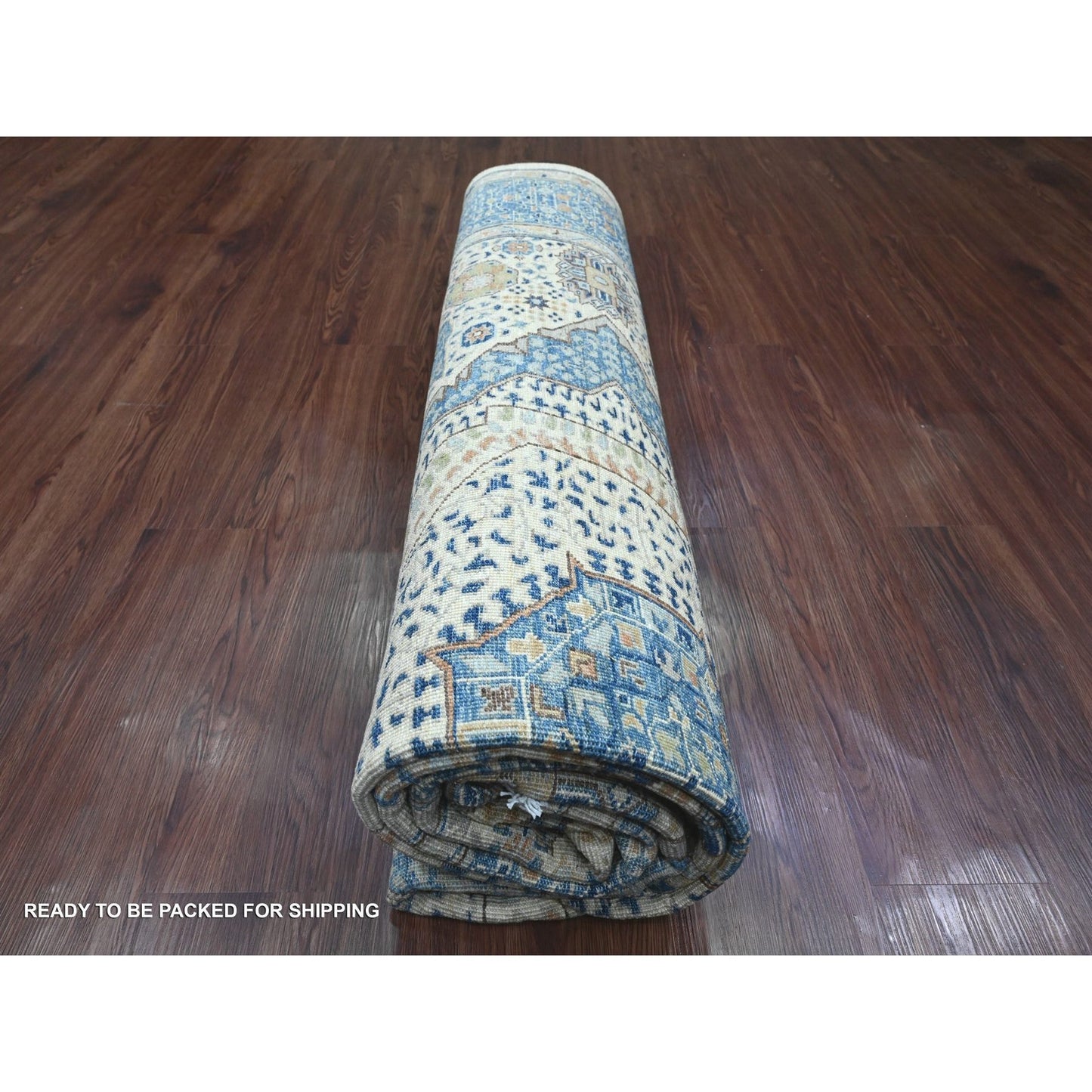 8'1"X9'8" White 14Th Century Mamluk Dynasty Pattern Wool Hand Knotted Rug