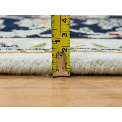 5'10"X9'1" Ivory Natural Wool Hand Knotted Nain Design 250 Kpsi Rug
