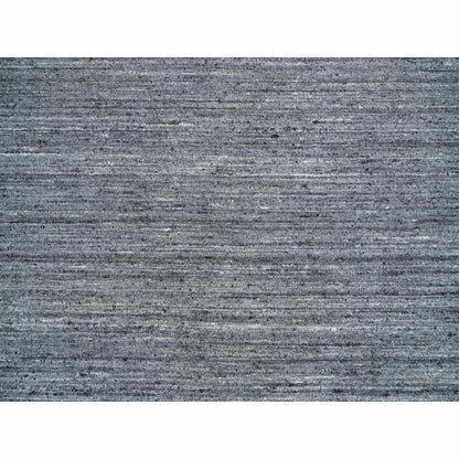 10'1"X10'1" Gray Soft Wool Hand Loomed Modern Striae Design Square Rug