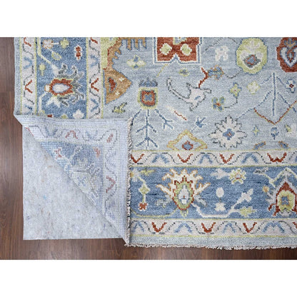9'X11'9" Chrome Soft Wool Hand Knotted Oushak Supple Oriental Rug