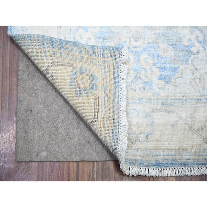 2'6"X16'2" Blue Wool Peshawar Faded Design Hand Knotted Xl Runner Rug