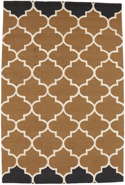 Caramel Brown Trellis Design 5X8 Hand-Tufted
