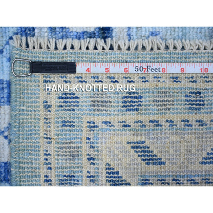 6'1"X9' Light Blue Wool Hand Knotted Anatolian Village Inspired Rug