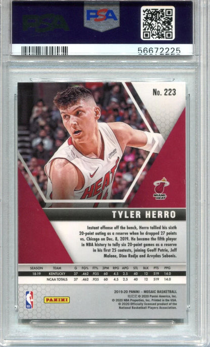 Tyler Herro 2019 Panini Mosaic #223 Psa Mint 9/Auto Authentic Card