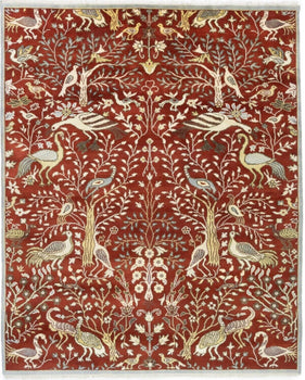 Hand-Knotted Birds Pictorial Tribal Chobi Rug