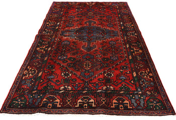 Vintage Hand-Knotted Wool Oriental Rug Red Tribal