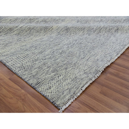 9'X12'4" Laid Back Gray Grass Undyed Wool Hand Knotted Oriental Rug