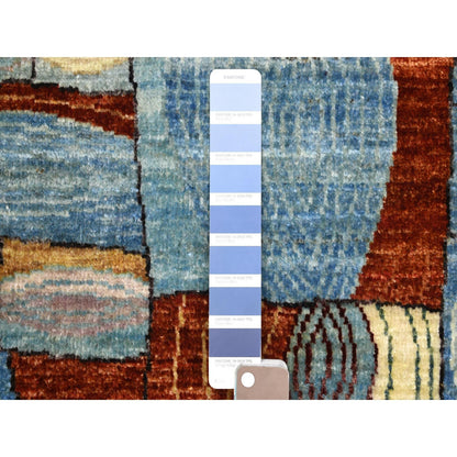 8'X9'9" Colorful Hand Knotted Afghan Kashkuli Gabbeh Hand Spun Wool Rug