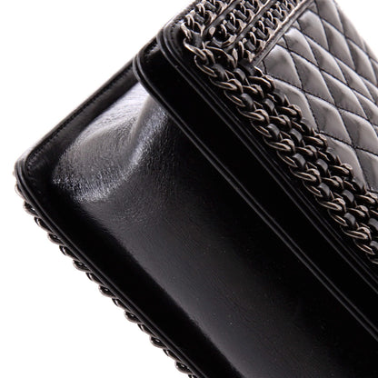 Chanel Chained Boy Flap Bag Quilted Glazed Calfskin New Medium