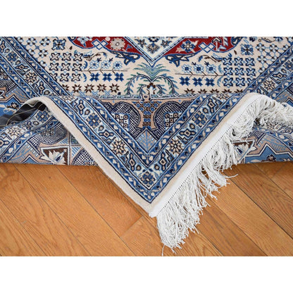 7'3"X10'9" Red New Zoroastrian Nain Soft Wool And Silk Hand Knotted Rug