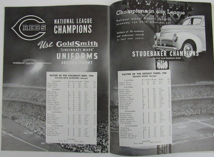 1940 World Series Program Cincinnati Reds Vs.