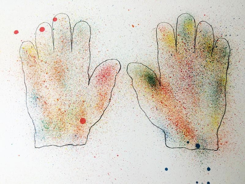 Jim Dine - Colorful Hands 1971 Original Lithograph Print Signed American Pop Art