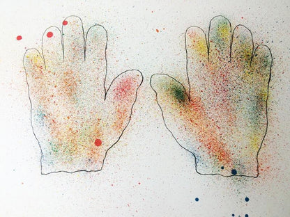 Jim Dine - Colorful Hands 1971 Original Lithograph Print Signed American Pop Art