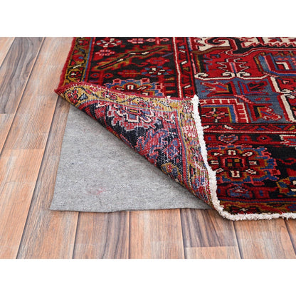 8'4"X11'3" Candy Apple Red With Salt White Corners Old Heris Oriental Rug