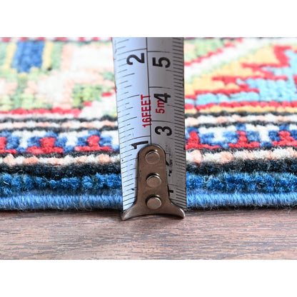 2'9"X8'2" Bayern Blue Kazak Hand Knotted Soft Wool Runner Oriental Rug