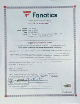 Drew Brees & Tom Brady Signed Postgame Handshake 16X20 Framed Photo (Fanatics)