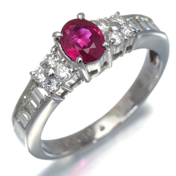 Ruby 0.69ct Diamond 0.59ct Ring 900 Platinum