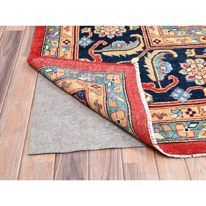 12'X17'2" Venetian Red Hand Knotted Wool Seeripe And Heris Oversized Rug