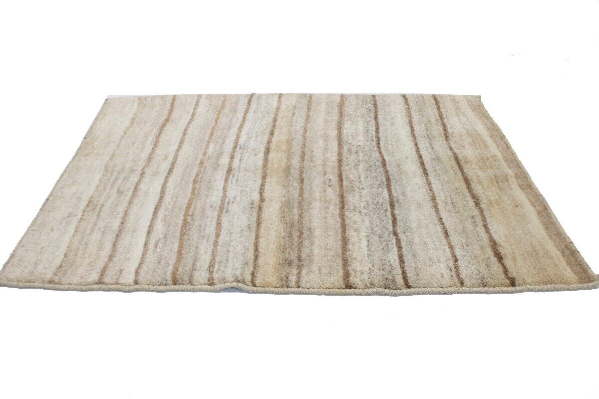 Hand-Knotted Beige Brown Tribal Gabbeh Oriental