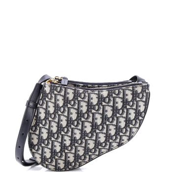 Christian Dior Saddle Triple Zip Crossbody Pouch Oblique Canvas
