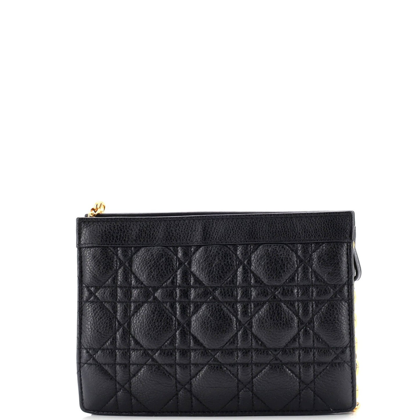 Christian Dior Caro Zipped Pouch With Chain Cannage Quilt Leather