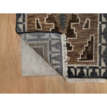 2'X3'1" Brown Hand Knotted Southwest American Indian Design Wool Mat Rug